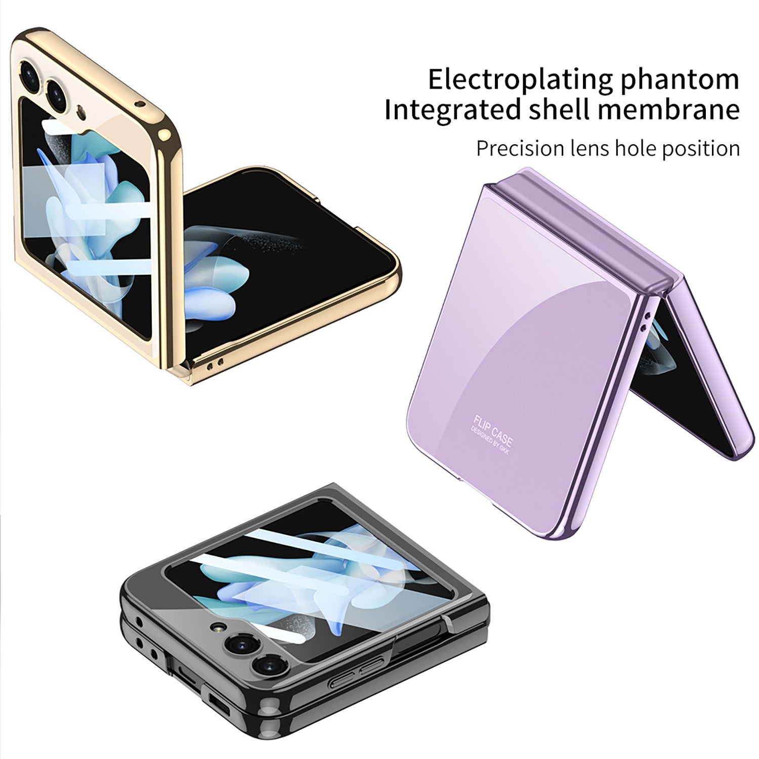 GKK For Samsung Galaxy Z Flip5 5G Folding Phone Cover Shell Electroplating Plastic Phone Case with Tempered Glass Screen Film GKK For Samsung Galaxy Z Flip5 5G Folding Phone Cover Shell Electroplating Plastic Phone Case with Tempered Glass Screen Film